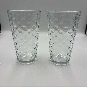 Vintage Libbey Dimpled Polka Dot Cooler Glasses Tall Tumblers Set of 2 16 Oz.